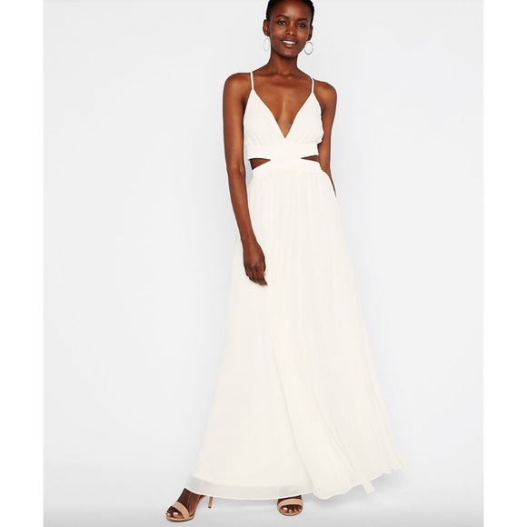 Express Dresses & Skirts - Express soft ivory elastic waist maxi dress